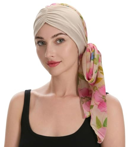 ZLYC Damen Sommer Kopftücher Bedruckt Turban Kopfbedeckung | Dehnbar Dünn Atmungsaktiv