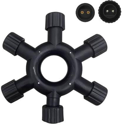Lichterkette Verteiler 1-zu-5 2 Polig Lichterketten Verlängerungskabel | IP65 Wasserdicht Weihnachtsbeleuchtung Stecker für Lichterkette Weihnachtsbaum Lichtervorhang Außen Innen - 5 Wege