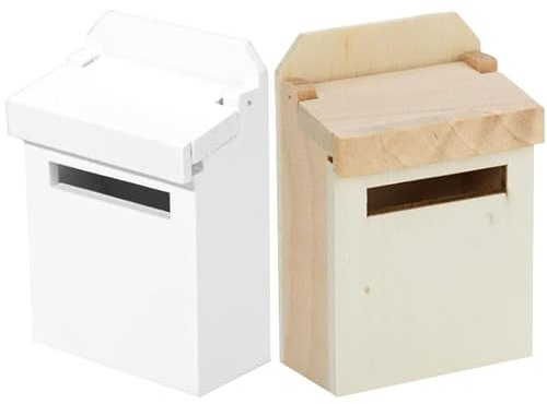 Milisten 2 pièces Mini Boîte Aux Lettres Bois pour Maison de Poupée Décoration Miniature Réaliste Modèle de Boîte à Lettres Bois Naturel Ornement pour Jouets et Artisanat Set