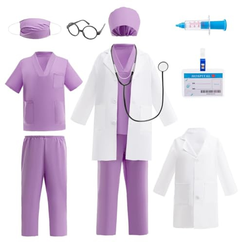 Lito Angels Déguisement Docteur Enfant avec Accessoires, 4-13 ans | Blouse, Tenue de chirurgien, Calot, Masque, Accessoires médicaux, Jeu de rôle