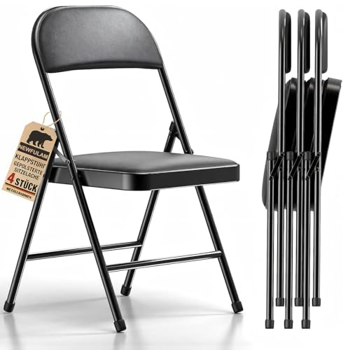 Newfulam Klappstühle 4er Set praktisches Klappstuhl gepolstert mit Metallrahmen, platzsparend, Esszimmerstühle Gäste Stuhl, 158kg belastbar, Ideal als Küchenstühle & Gartenstühle