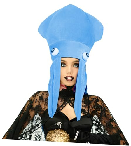 SOPOTUTU Cappello da Festa a Forma di Polpo Blu Cappello di Halloween in Flanella per Bambini Accessorio per Travestimenti e Spettacolo Teatrale