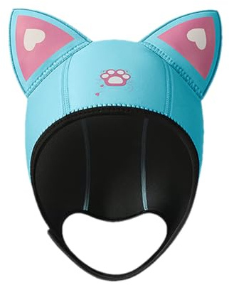 Cappuccio da Immersione con Orecchie di Gatto, Cappuccio Termico in Neoprene da 3 mm, Cappello Caldo e Flessibile, per Donne e Bambini, Snorkeling, Surf, Nuoto, Immersioni, Comodo e