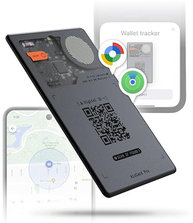 Rolling Square AirCard Pro Dual – Wallet Tracker Android e Apple, Localizzatore Bluetooth Compatibile con Apple Find My e Google Android Find Hub, Ricarica Wireless - Air Tracker Tag Card Grigio - 2pz