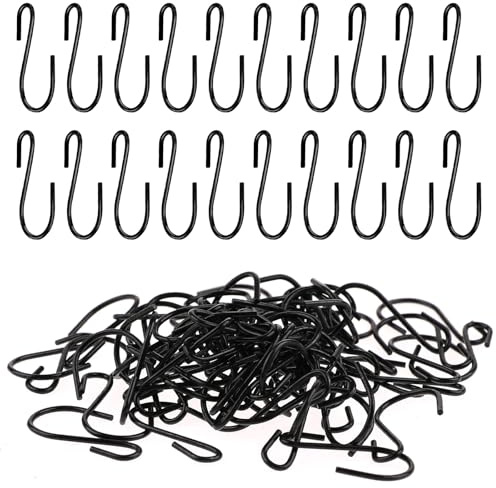 Fyntave 60 Pcs 2.5cm Small S Hooks for Hanging Mini Ornament Storage Hooks Iron Wire Hook Hanger for Jewelry Small Kitchenware and Plants Black