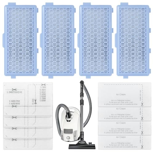 4 Pack C3 Filter für Miele Staubsauger Compact C1 & C2, Complete C2 & C3, S8340, with 4 Motorfilter &4 Abluftfilter für Miele S4000, S5000, S6000 & S8000 Series, S8340 Filter für Feinstaub & Gerüche