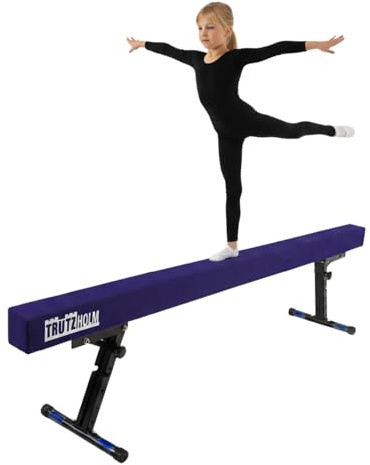 TRUTZHOLM Schwebebalken für Zuhause 5-Fach höhenverstellbar 17-56 cm Balance Beam mit Eva Vlies Länge 244 cm Tragkraft 100 kg Balancierbalken Gymnastikbalken Turnbalken für Gymnastikübungen (blau)