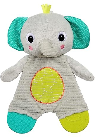 Bright Starts, Plüschtier und Zahnungshilfe, Elefant - aus Knistermaterial zum Kuscheln, Beißen und Spielen 12347 grau