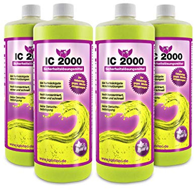 KABITEC IC 2000 Sicherheitslösungsmittel ohne Duftstoffe, 4x 1000 ml │ Universal-Reiniger in Profi-Qualität Nikotinentferner Industriereiniger Allzweckreiniger