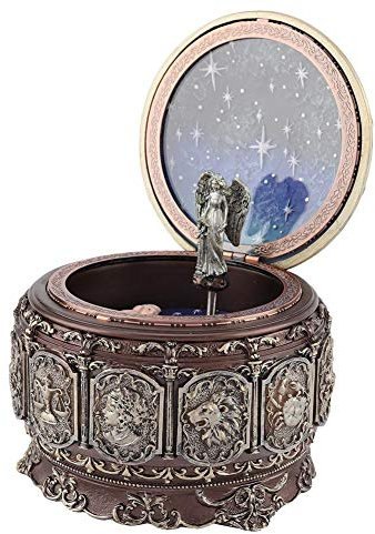 MAGT Caja de música, Caja Musical Vintage 12 Constelaciones Caja de música con Constelaciones Luces LED de Diosa giratoria Caja de música clásica para Regalo (Virgo)