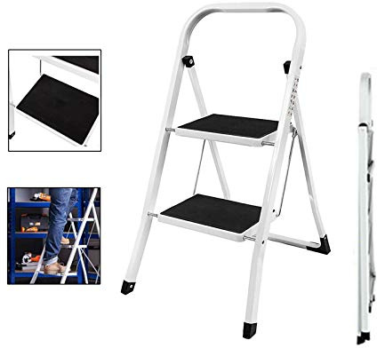 Trittleiter 2 Stufen Leiter Klapptritt Klappleiter Klapptreppe Tritt Haushaltstritt Stehleiter Sprossenleiter klappbar faltbar bis 150 kg