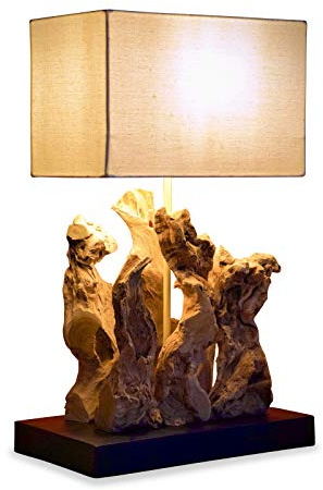 Kinaree Treibholz Tischlampe MAUI - 57 x 35 cm Stehleuchte aus Treibholz mit E27 Fassung, geeignet für Wohnzimmer, Flur, Schlafzimmer oder Wintergarten