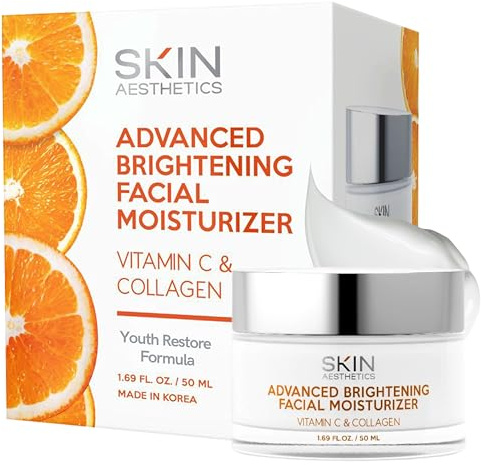 Skin Aesthetics Vitamin C & Collagen Face Moisturizer - Anti-Aging, Hydrating, Fine Lines & Wrinkles, Brightening - Dermatologist Tested Korean Skincare - Clean Beauty, Cruelty-Free - 1.69 oz