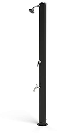 Sined Solar Dusche Rimini Neera Solar Beheizte Edelstahl Gartendusche Mit Mischbatterie Und Fußwaschanlage 28 Liter Schwarz Ideal Für Gärten Pool Spa Hotels Badeanstalten