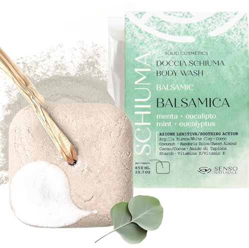 Senso Naturale Fito Doccia Schiuma Solida Argillosa Balsamica con Argilla Bianca e Amido di Tapioca, Idrata e Rivitalizza la Pelle, Equivale a 750 ml Liquido, Naturale e Biologico