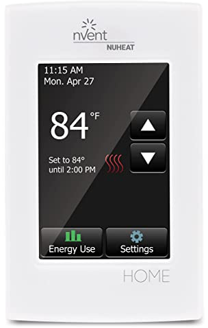 nVent Nuheat Home AC0056 Programmable Touchscreen Thermostat, for Radiant Heated Floors, 120V/ 240V Cables, with an Extra OJ Electronics Floor Heating Temperature Sensor and Built-in GFCI