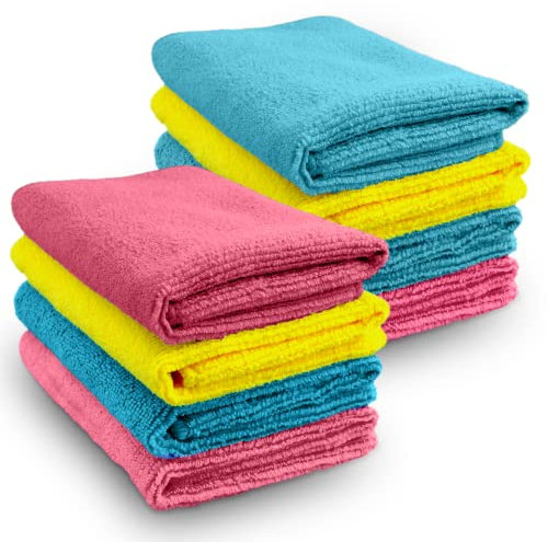 Zolt Microfibre Cloths Pack of 8 - Super Absorbent & Soft Cleaning cloths for Car & Home Cleaning (32 * 32 cm) - 08 Reusable & Lint Free cloths Ideal for Removing Dust, Wiping Spills & Detailing Cars