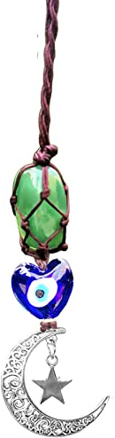 Blauer böser Blick, heilender Kristallstein, Zubehör zum Aufhängen, Anhänger, Dekoration, Ornamente mit Mond und Stern