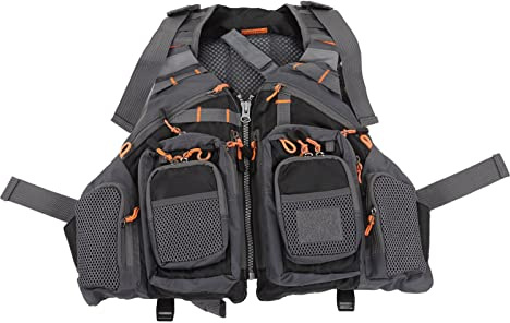 Qinlorgo Gilet de pêche à la Mouche, Gilet de pêche Respirant de Taille Moyenne, Sac à Dos Multi-Poches pour pêcheur pour Homme Femme