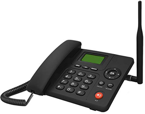 IBOWZ Desktop Corded Telephone Wireless GSM Desktop Phone - Wireless Fixed Phone Desktop Telephone,Home Landline Telephone,Caller ID,Redial,Radio Function,Alarm Clock Function,Black