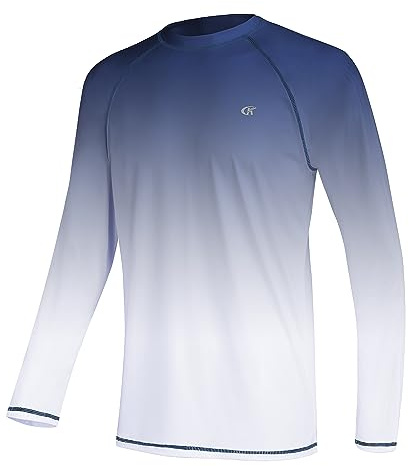 Huayuzh Rashguard UV Shirt Herren Langarmshirt Schwimm Tshirt Schnelltrocknend Atmungsaktiv Surfen Angeln Wandern Top