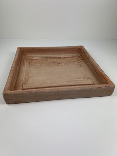 Teramico Sottobicchieri Piatti per vasi di Fiori, Quadrati in Terracotta Italiana, Decorazione da Giardino (28 cm)