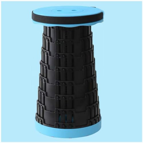 PIKETU Camping hocker belastung, klapphocker faltbar 200 kg, zweiten Generation Kunststoff teleskophocker, für Outdoor Camping Angeln BBQ drinnen küche,Black Blue,26 * 45cm