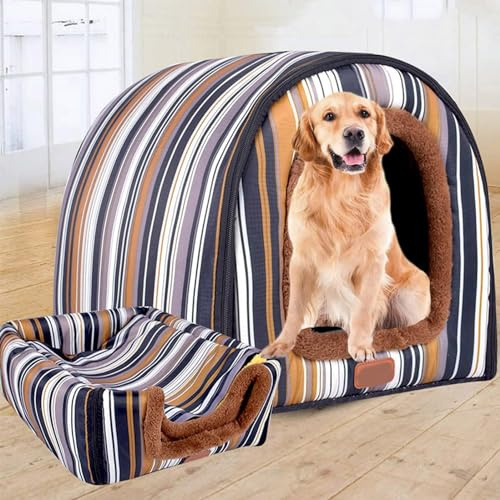 qing yun Große Hundehütte, luxuriös, warmes Hundekissen, Größe XL, XXL, für Innenbereich, großes Hundebett, Katzenhöhle, Iglu, für drinnen und draußen, waschbar (L 60 x 48 x 43 cm, J)