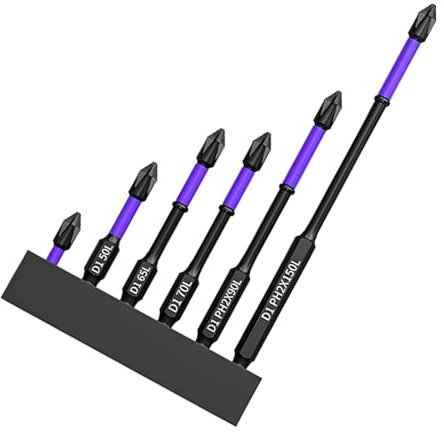 6PCS D1 Anti-Slip and Shock-Proof Bits with Phillips Screwdriver Bits Magnetic Screwdriver Bits Set, Set Strong Magnetic Impact Screwdriver, Non-Slip Screwdrivers Bits (6PCS/Set)