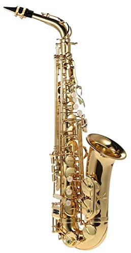COMETX Saxofón alto Saxofón alto Mib Latón lacado oro Saxofón plano en mi 802 Tipo de llave Herramienta de viento con cepillo de limpieza Guantes de tela Funda acolchada con cintu