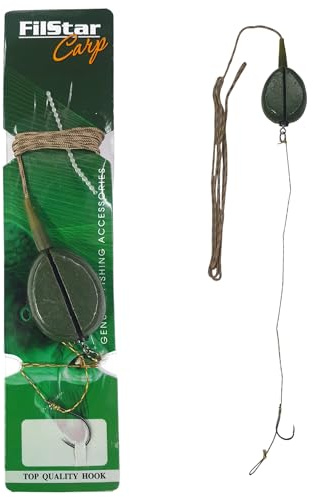 PRO FILSTAR Komplett Inline Karpfen Rig mit 90g Angelblei & Angelhaken N2 | Karpfenangeln Montage - Pop Up Angel Köder - Karpfen Vorfächer - Karpfenhaken Boilies Rig - Flechtschnur Angelzubehör Set