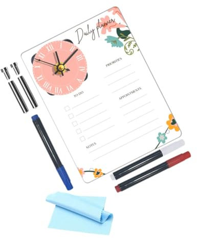 Ciieeo 1satz Transparente Acryl-planungstafel Mit Tischuhr Multifunktionales Memo-Board Für Büro Und Zuhause Abwischbar Modern Und Praktisch Ohne Batterie