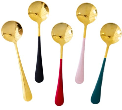 Alipis 5 Piezas cucharas pastel caseras cucharas te talheres aco inocidavel Cucharita cucharas cafe cucharas para mezclar Cuchara té con leche mango largo postre a27, PT7JU35E51LTC7902FT40F