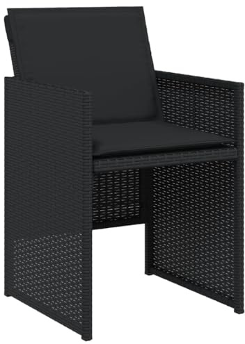 vidaXL Lot de 4 Chaises de Jardin avec Coussins, Sièges avec Dossier, Chaises à Manger, Meubles de Terrasse Patio, Noir Résine Tressée