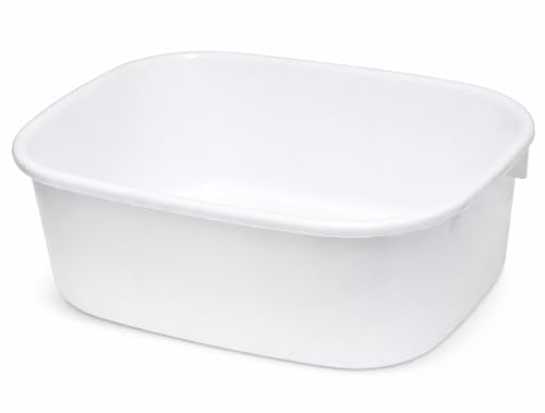 Lucy Oblong Washing Up Bowl 15 Inch White – Unbreakable Plastic Kitchen Sink Basin – Large Rectangular Dishwashing Bowl for Washing Dishes, Food Preparation & Kitchen Organization