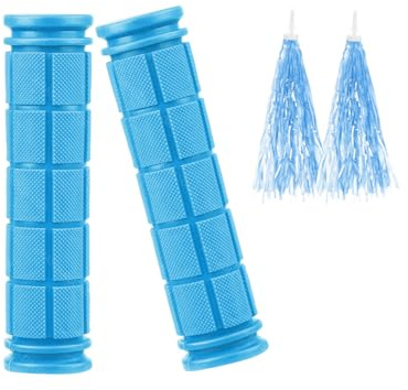Bike Handlebar Grips with Tassel Streamers for Kids Girls Boys, Non-Slip Rubber Bicycle Handle Grips for BMX MTB Mountain Bicycle Scooters Tricycle Replacement Parts