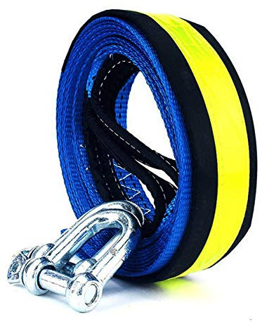 Abschleppseile 5m 8 Tonnen Abschleppseilbandkabel mit u Haken Schäkel Hohe Festigkeit Nylon mit reflektierendem Licht für Auto Truck Anhänger SUV