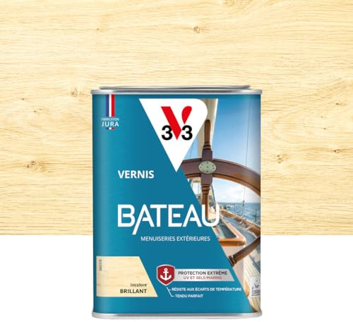 V33 Vernis bois extérieur Incolore brillant - Vernis bateau - Protection extrême UV et sels marins - Résistance aux écarts de températures - Ecolabel - 1L | Protection extrême UV et sels marins - Résistance aux écarts de températures - Ecolabel