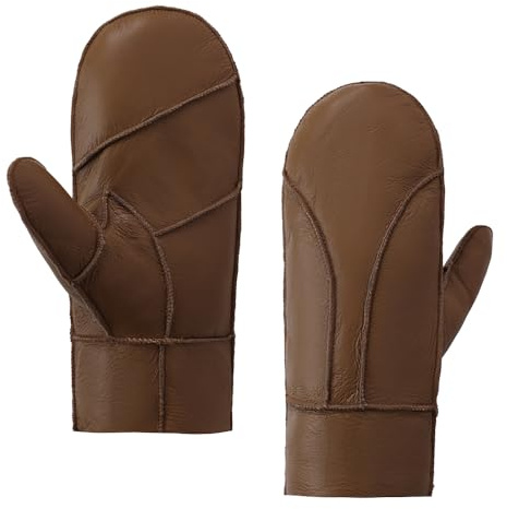 MGGMOKAY Männer Fäustlinge für Winter Herren Lammfell Shearling Fäustlinge Winter Lederhandschuhe