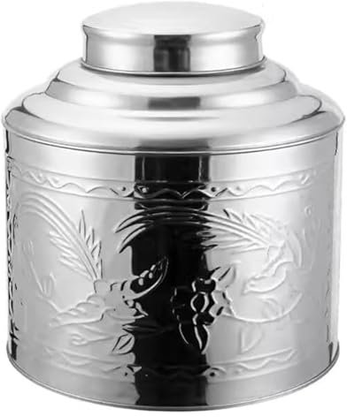 PXAMORTEL Tarros de almacenamiento de estilo chino, lata de té para el hogar, lata de té portátil de acero inoxidable, caja de té vacía grande, lata pequeña, caja de embalaje de té sellada (B)