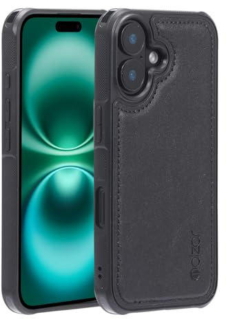 Molzar MAG Series for iPhone 16 Case, Built-in Metal Plate for Magnetic Mount, Works with Qi-certified Chargers, Compatible with iPhone 16, Black