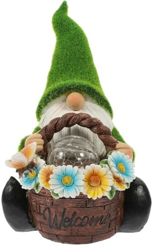 POPETPOP Figurine de GNOME en Résine Solaire pour Jardin et Terrasse, Décoration Lumineuse Extérieure Résistante aux UV, Lampe Décorative Solaire pour Pelouse, Accessoire Artisanal