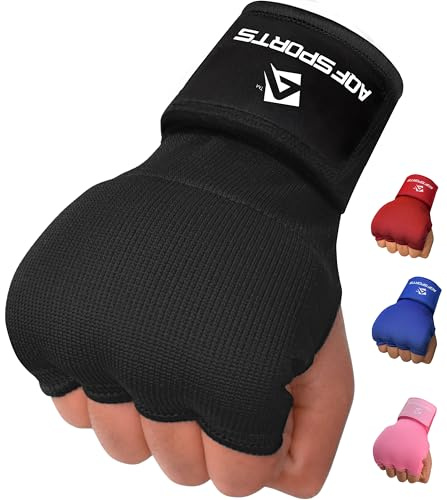 AQF Boxen Innenhandschuhe 75cm Lang, 4 Finger Gel Boxbandagen für MMA | Gel Gepolstert Boxbandagen mit Elastischem Handgelenk für Boxen, Muay Thai, Kickboxen, Boxsack-Training & Kampfsport