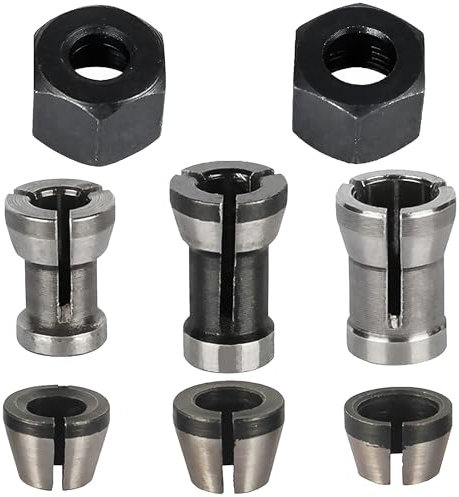 Lot de 8 pinces de serrage, accessoires pour défonceuse Einhell Katsu Bosch Dewalt, 6 adaptateurs de serrage (6 mm, 6,35 mm, 8 mm) + 2 écrous pour machine à graver