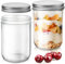 Showvigor Lot de 2 Bocaux Mason en Verre 500ml Grande Bouche pour Confitures Miel Conservaisons Cadeaux de Mariage Préparation Culinaire Couvercles Étangs