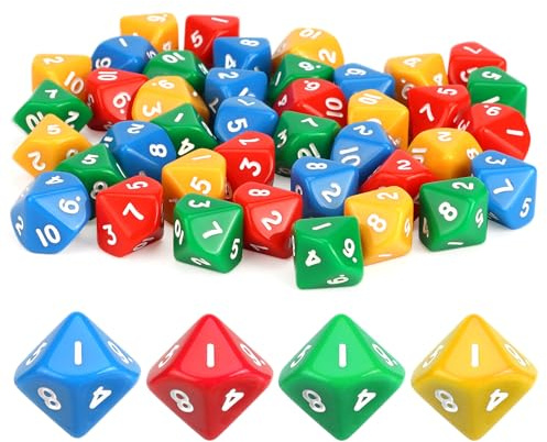 40 Piezas Dados Poliedricos, 10 Caras Dados de Colores para DND y Enseñanza de Matemáticas, con Bolsas