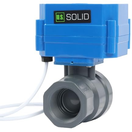 U.S. Solid 1 UPVC Motorkugelhahn - Elektrischer Kugelhahn Kunststoff mit Standardport, 2-Draht-Auto-Rückkehr, 9-24V AC/DC, stromlos geschlossen