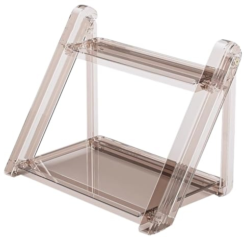 NEWCIX Mensola Espositiva Pieghevole A 2 Livelli for Tazze da caffè, in Plastica Trasparente, Piccola, Porta Spezie da Banco, Porta Bicchieri, Organizer for Cucina, Bagno, Ufficio