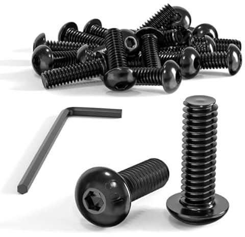 30 Pz Set di Viti M5, Bulloni Viti a Testa Bombata Cilindrica con Esagono Incassato Nere, Bulloni a Testa Tonda Esagonale, Bullone a Brugola + Chiave M3
