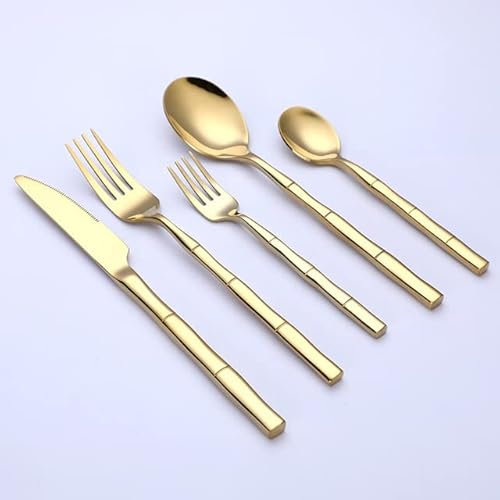 WDCDYQDH Service de Table 30 pièces en Argent, Couverts en Acier Inoxydable pour 6 Personnes, ustensiles de Cuisine, Service de Table (Or)